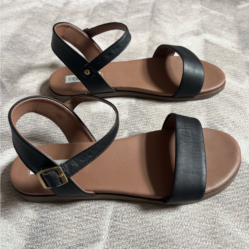 Steve Madden Medium Black Women's Dina Flat Sandals